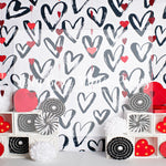 GRAFFITI HEART WALL - Lilly Bear Studio Props, arrow heart, arrows, balloons, clear balloons, cupids arrow, door, door wall, doors, doorway, FABRICS, girl, girl balloons, gold balloons, heart, hearts and arrows, love balloon, pink clouds, pink doors, valentine, valentine bed, valentine doors, valentine letter, valentine's card, valentines, valentines day
