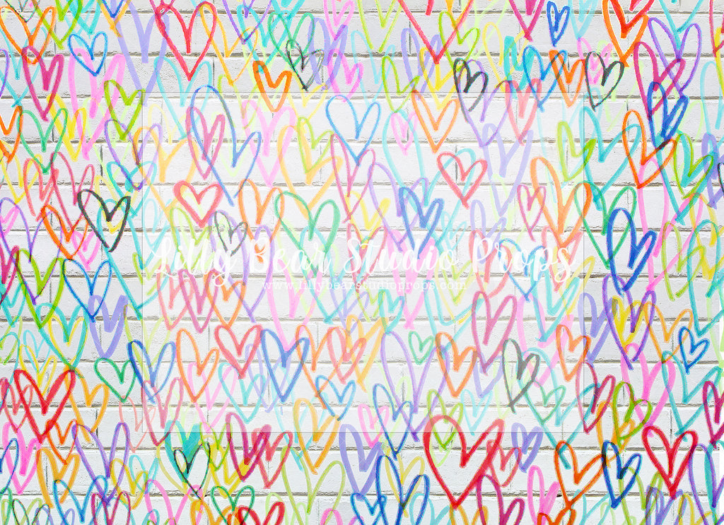 Graffiti Hearts - Lilly Bear Studio Props, arrow heart, arrows, balloons, clear balloons, cupids arrow, door, door wall, doors, doorway, FABRICS, girl, girl balloons, gold balloons, heart, heart brick, hearts and arrows, love balloon, pink clouds, pink doors, valentine, valentine doors, valentine's card, valentines, valentines day