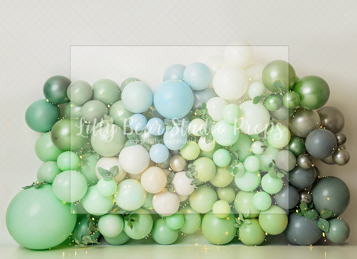 Green Balloon Wall - Lilly Bear Studio Props, blue balloon, blue balloon garland, blue balloon wall, blue balloons, blue green, eucalyptus, eucalyptus balloon, eucalyptus balloon arch, eucalyptus birthday, eucalyptus garden, Fabric, FABRICS, green and blue, green balloon wall, green balloons, green wall, greenery, pastel green, pastel green balloons