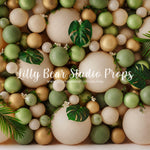 Green & Gold Jungle Balloon Wall - Lilly Bear Studio Props, balloon, balloon arch, balloon flowers, balloon garland, balloon wall, balloons, boho greenery, gold balloons, green and gold balloons, green balloons, green palms, greenery, jungle, jungle balloon wall, jungle balloons, jungle leaves, jungle palms, jungle wall, palms