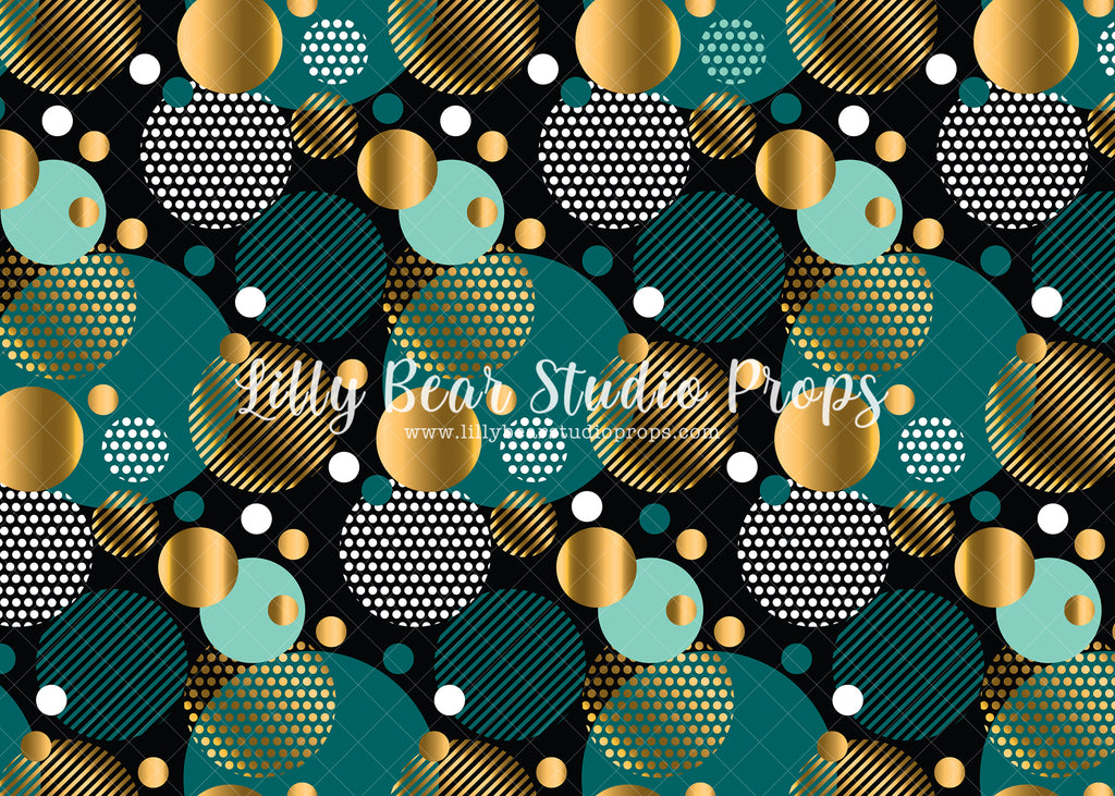 Green & Gold Polka Dots - Lilly Bear Studio Props, black stripes, dots, FABRICS, gold, gold dots, gold polka dot, pattern, polka dot, stripes