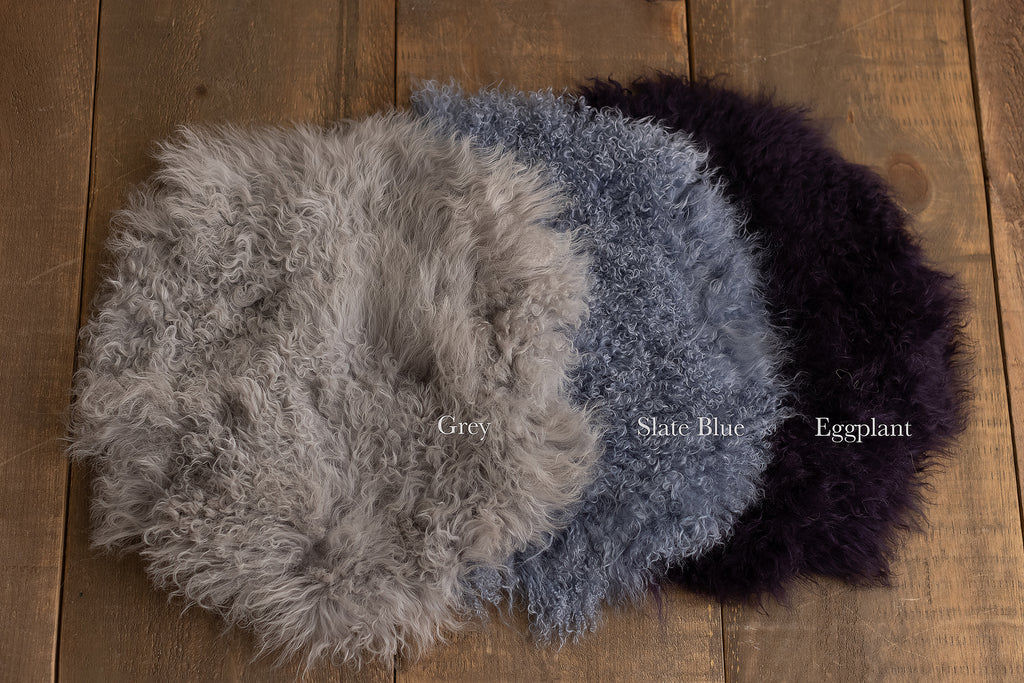 Slate Blue Sheepskin - Lilly Bear Studio Props, blue, boys, fur, gender neutral, layers, neutral, newborn, props, Rabbit Fur, sheepskin, stuffer