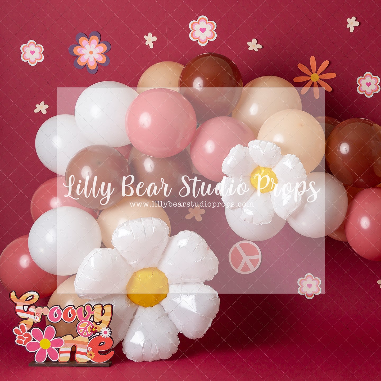 Groovy One by Celebrate Photography - Lilly Bear Studio Props, 60s, daisy, daisy balloons, daisy floral, daisy floral garland, daisy flowers, daisy garland, flower child, groovy, groovy man, groovy one, hippie, peace, peace and love, peace love, peace symbol