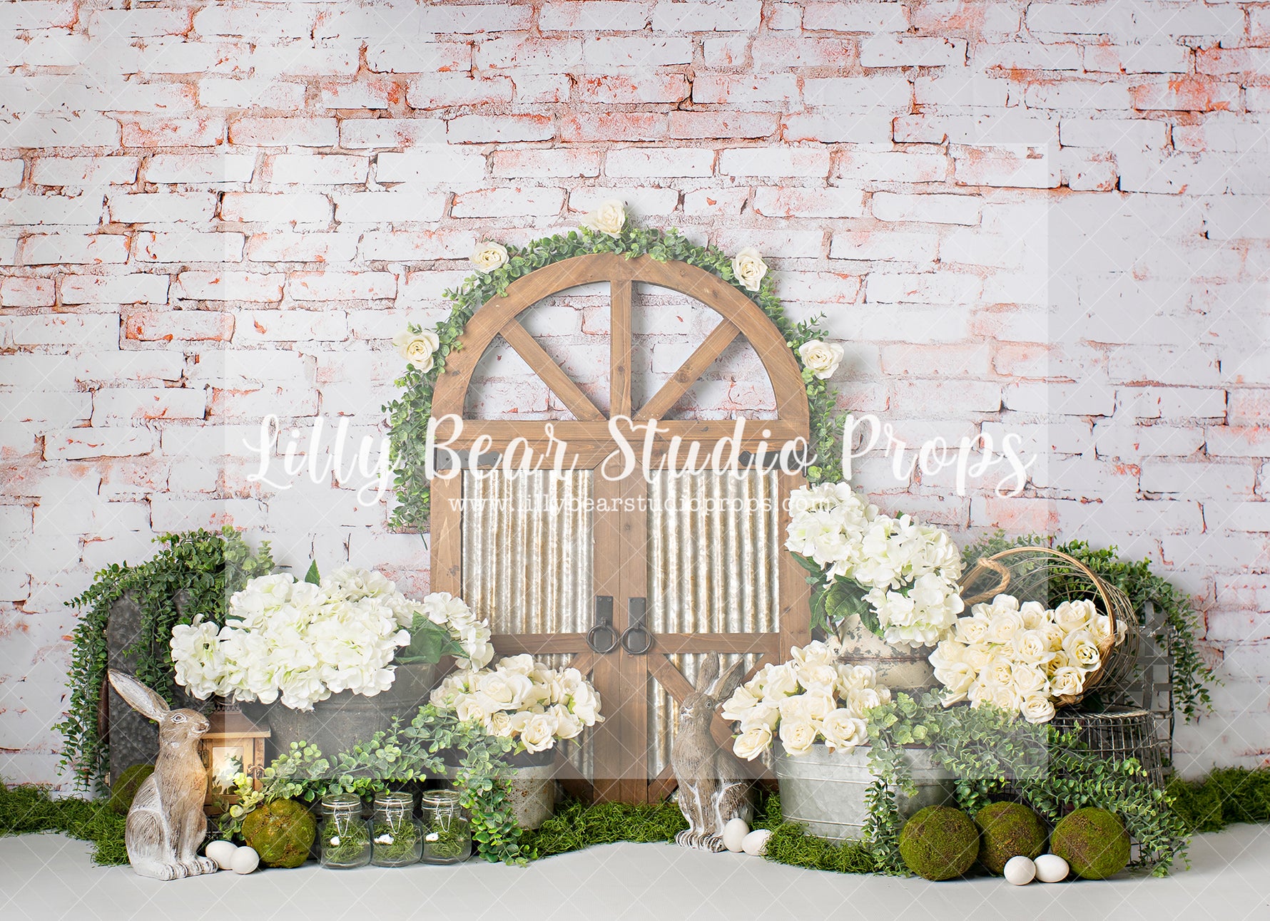 Hello Spring Bunnies - Lilly Bear Studio Props, FABRICS, flower barn doors, flower garden, spring, spring garden