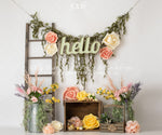 HELLO Spring by Amber Costa Photography sold by Lilly Bear Studio Props, balloons - boho - boys - cake smash - easter