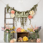 HELLO Spring by Amber Costa Photography sold by Lilly Bear Studio Props, balloons - boho - boys - cake smash - easter