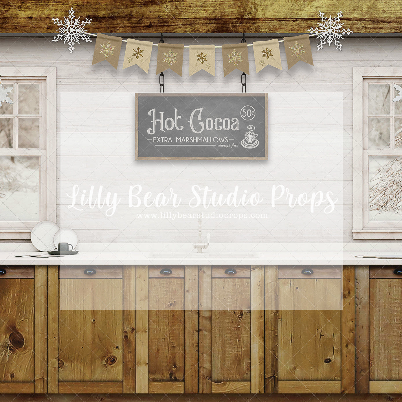 HOT COCOA Loft Kitchen - Lilly Bear Studio Props, boho christmas fireplace, candles, candy cane, christmas, christmas fireplace, christmas snow, christmas train, christmas tree farm, Cozy, Decorated, Fabric, FABRICS, Festive, fireplace, Giving, Holiday, Holy, Hopeful, Joyful, lollipops, Merry, Peaceful, Peacful, Red & Green, santa, santa candy cane, Seasonal, train tracks, tree farm, white fireplace, winter, wreath, Xmas, Yuletide