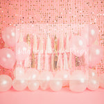 Pinky Gold Party - Lilly Bear Studio Props, balloons, birthday, gold, gold balloon garland, gold balloons, gold beaded curtains, gold beads, gold curtains, gold star, one, pink and gold, pink and gold balloons, pink and gold garland, pink and gold tassles, royal, royalty, white and gold balloon garland, white balloon garland, white balloons
