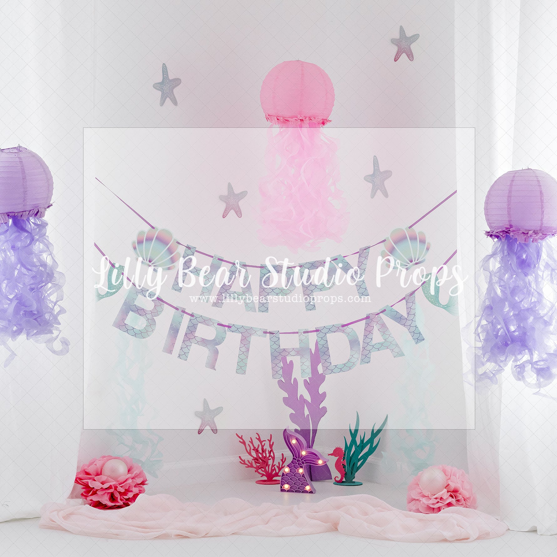 Happy Mermaid - Lilly Bear Studio Props, FABRICS, glitter mermaid, little mermaid, mermaid, mermaid balloons, mermaid bubbles, mermaid cove, mermaid lagoon, mermaid pattern, mermaid patterns, mermaid reef, mermaid scales, purple mermaid