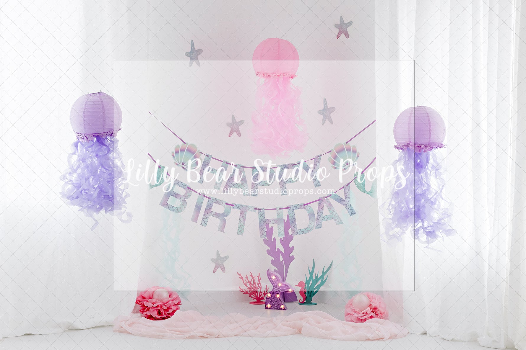 Happy Mermaid - Lilly Bear Studio Props, FABRICS, glitter mermaid, little mermaid, mermaid, mermaid balloons, mermaid bubbles, mermaid cove, mermaid lagoon, mermaid pattern, mermaid patterns, mermaid reef, mermaid scales, purple mermaid