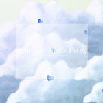 Hearts In Heaven Blue - Lilly Bear Studio Props, blue clouds, blue hearts, clouds, floral pink, hearts, pastel, pink and gold balloons, pink and white, pink and white balloons, pink balloons, pink clouds, pink floral, pink flower, pink flowers, pink hearts, valentine's, valentine's day