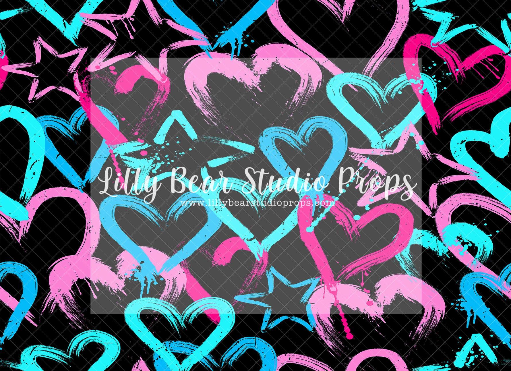 Hearts & Star Graffiti - Lilly Bear Studio Props, FABRICS, heart, hearts, painted hearts, valentine backdrops, valentines