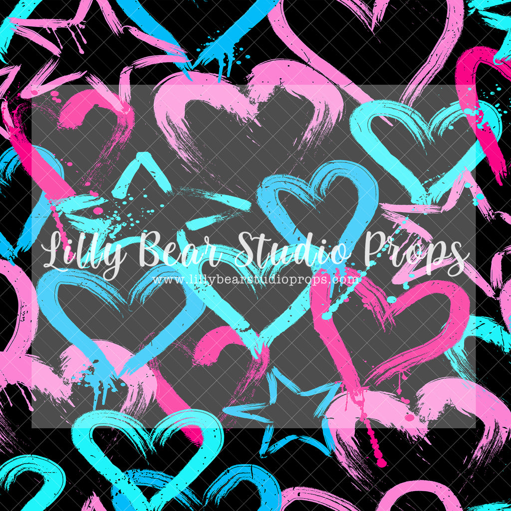 Hearts & Star Graffiti - Lilly Bear Studio Props, FABRICS, heart, hearts, painted hearts, valentine backdrops, valentines