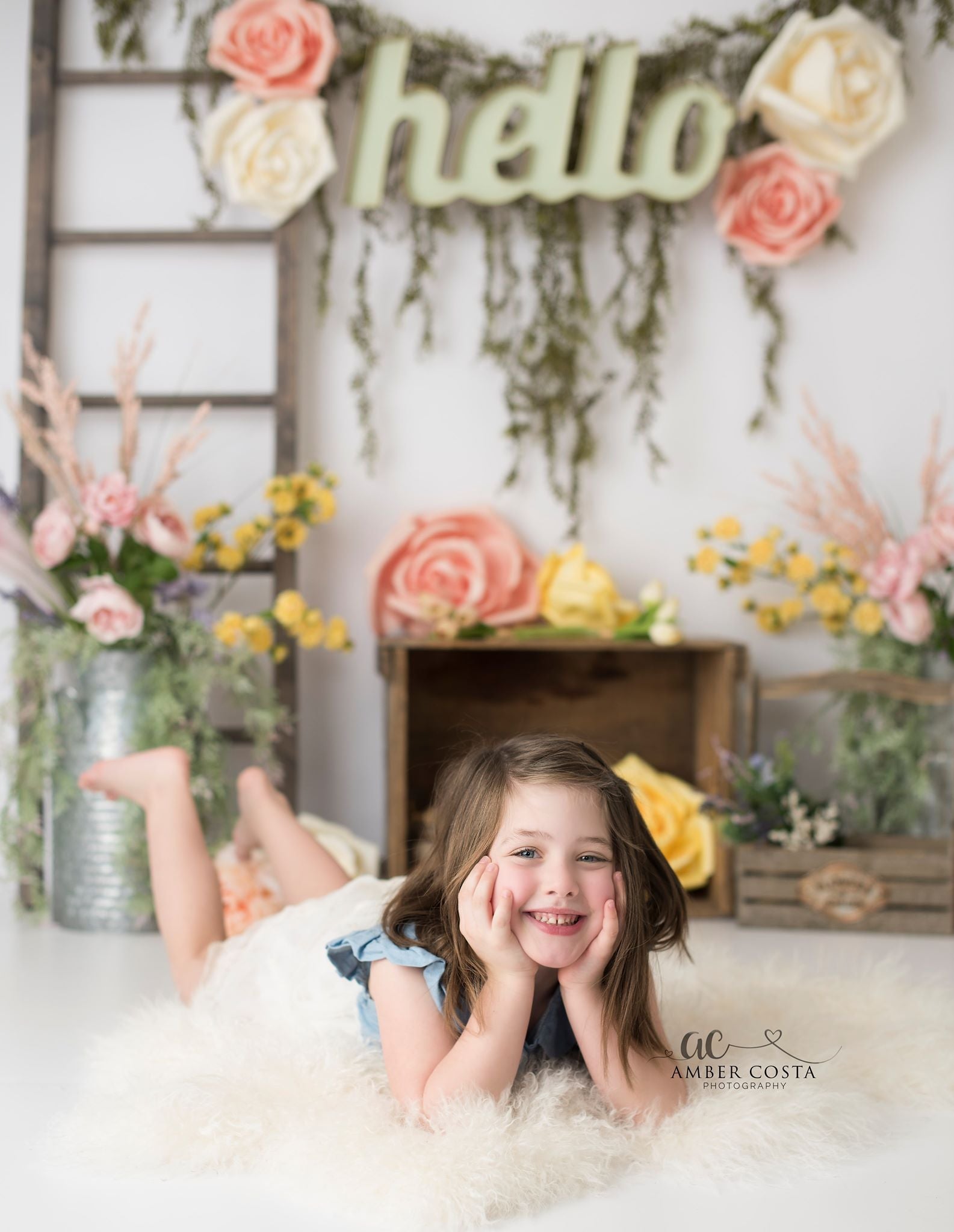 HELLO Spring by Amber Costa Photography sold by Lilly Bear Studio Props, balloons - boho - boys - cake smash - easter