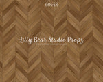 Herringbone Wood Planks Floor by Lilly Bear Studio Props sold by Lilly Bear Studio Props, barn wood - brown wood - brow