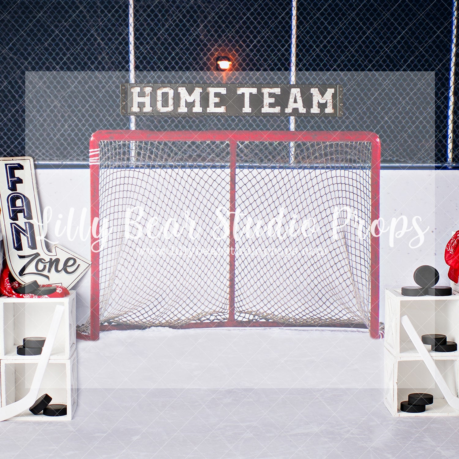 Hockey Fan Zone - Lilly Bear Studio Props, FABRICS, hockey, hockey arena, hockey ice, hockey net, hockey puck, hockey sport, hockey star, hockey stick, leaf hockey, sports, sports fan