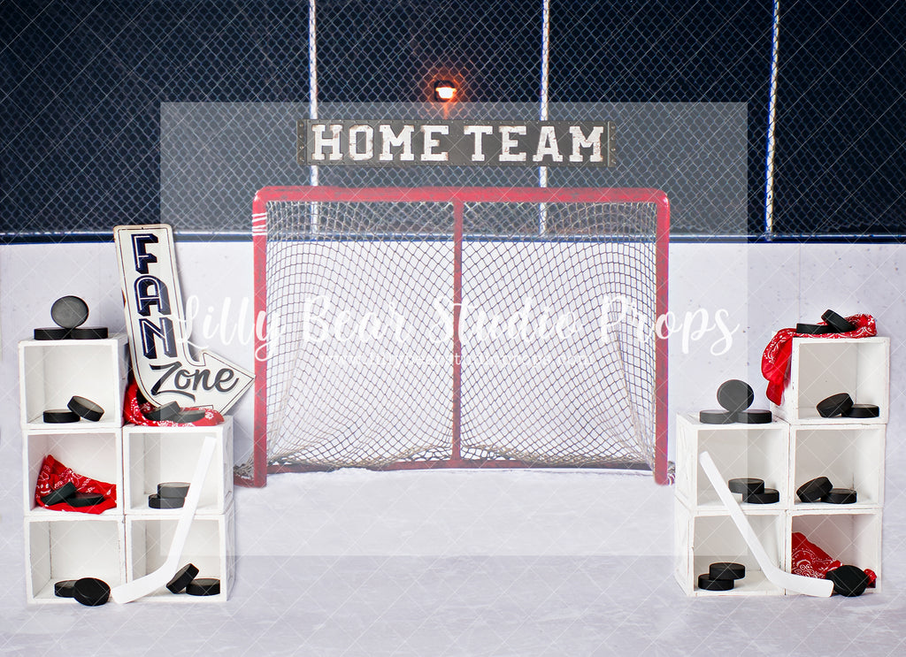 Hockey Fan Zone - Lilly Bear Studio Props, FABRICS, hockey, hockey arena, hockey ice, hockey net, hockey puck, hockey sport, hockey star, hockey stick, leaf hockey, sports, sports fan
