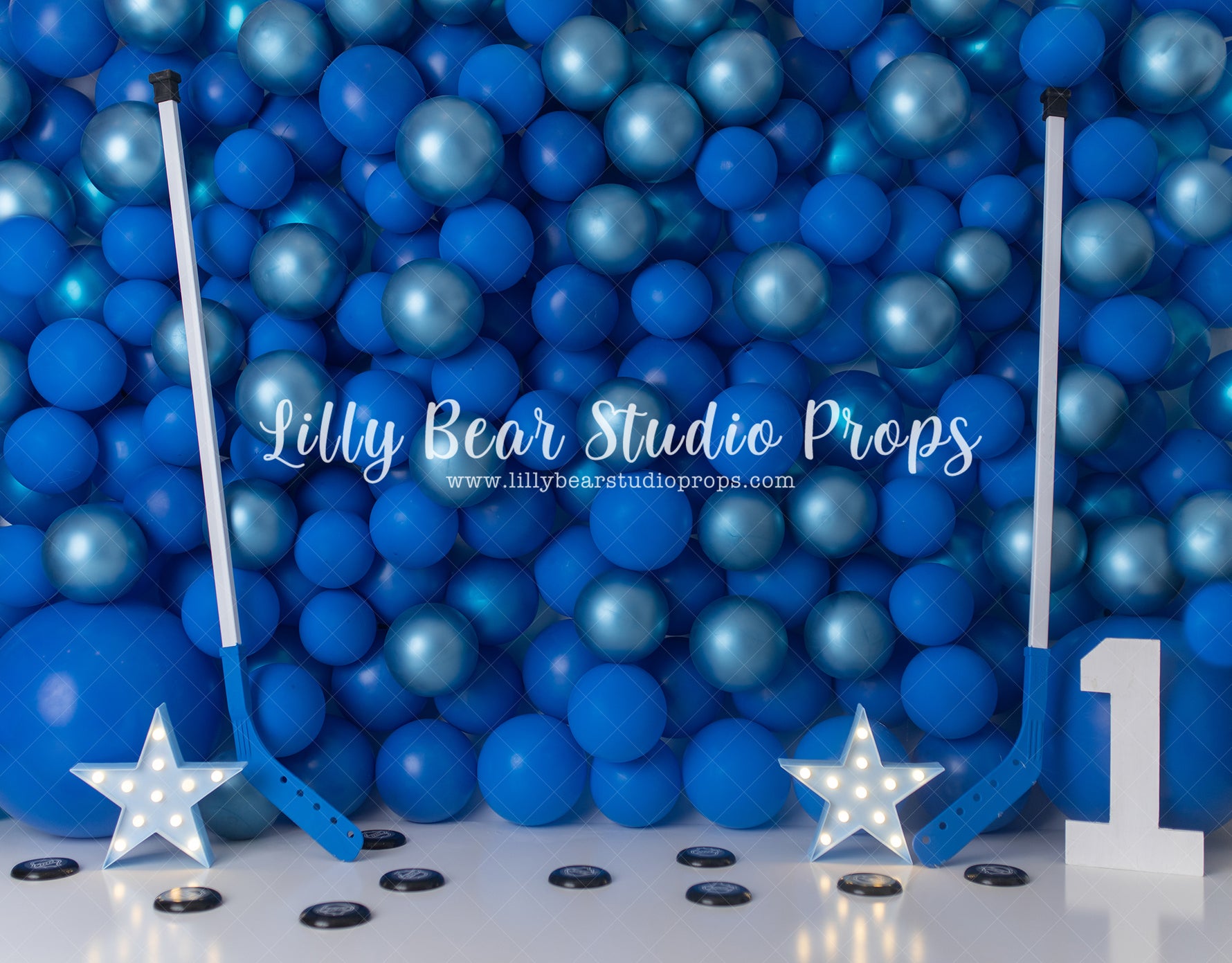 Hockey blues - Lilly Bear Studio Props, balloon, balloon arch, balloon garland, balloon party, balloon wall, balloons, birthday, blue, blue and white, blue balloon garland, blue balloon wall, blues, boy, boy birthday, boy sports, boy theme, boys, cake smash, confetti balloons, first birthday, hockey, hockey puck, hockey sport, hockey star, hockey stick, leaf hockey, maple leaf, maple leafs, one year, party, sky blue, smash, smash birthday, sport birthday, star marquee, stars