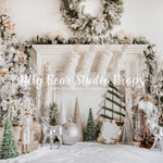 Classic Christmas - Lilly Bear Studio Props, christmas, christmas stocking, christmas tree, elegant christmas, Fabric, FABRICS, fancy christmas, fireplace, glitter christmas tree, glitter tree, holiday fireplace, holiday mantel, lanterns, mantel, nutcracker, white christmas, white fireplace, white mantel, woodland forest, Wrinkle Free Fabric