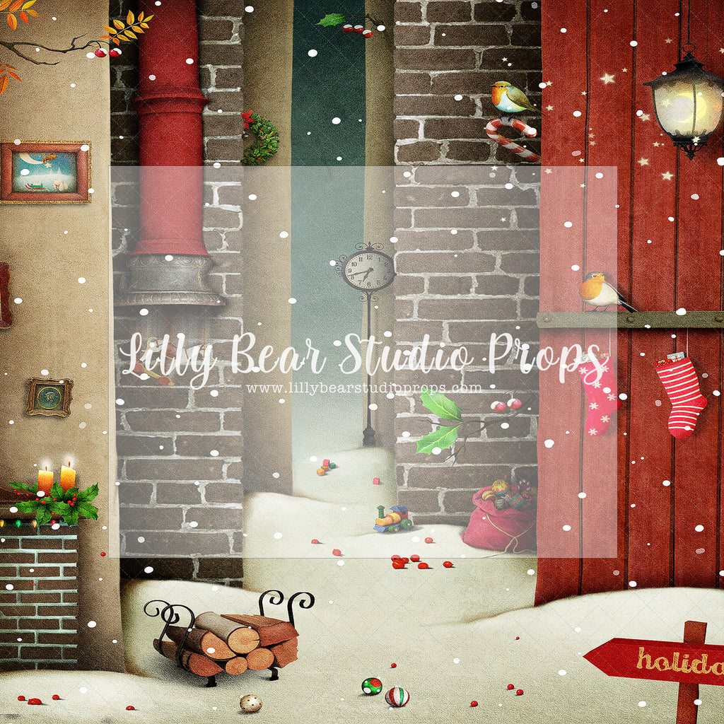 Holiday Barn - Lilly Bear Studio Props, christmas, Cozy, Decorated, Festive, Giving, Holiday, Holy, Hopeful, Joyful, Merry, Peaceful, Peacful, Red & Green, Seasonal, Winter, Xmas, Yuletide
