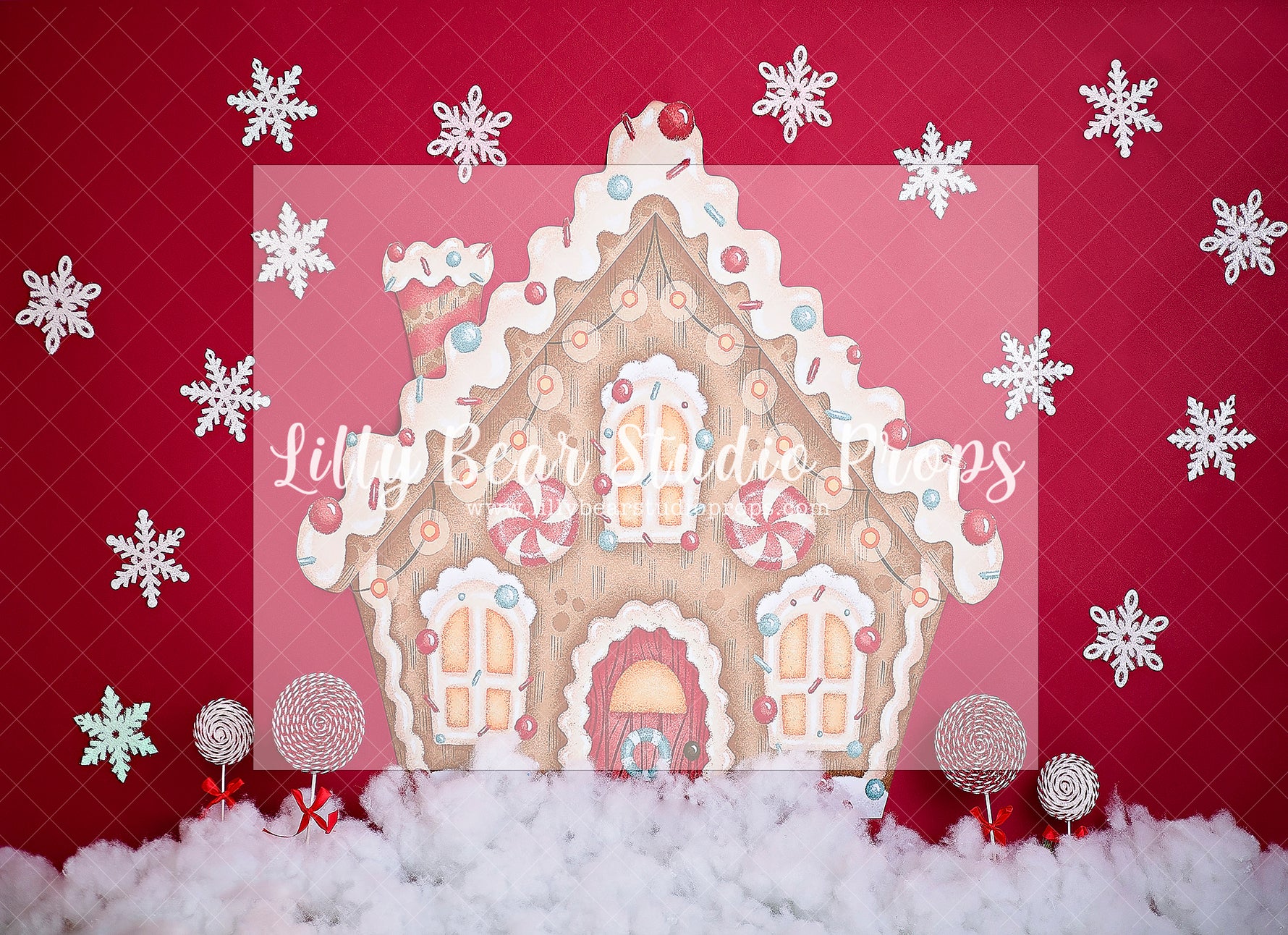 Holiday Cottage - Lilly Bear Studio Props, cabin, christmas, Cozy, Decorated, Fabric, Festive, gingerbread, gingerbread cookies, gingerbread house, gingerbread man, girls, Giving, Holiday, Holy, Hopeful, Joyful, Merry, Peaceful, Peacful, pepermint, Red & Green, Seasonal, Winter, winter one-derland, winter onederland, Wrinkle Free Fabric, Xmas, Yuletide