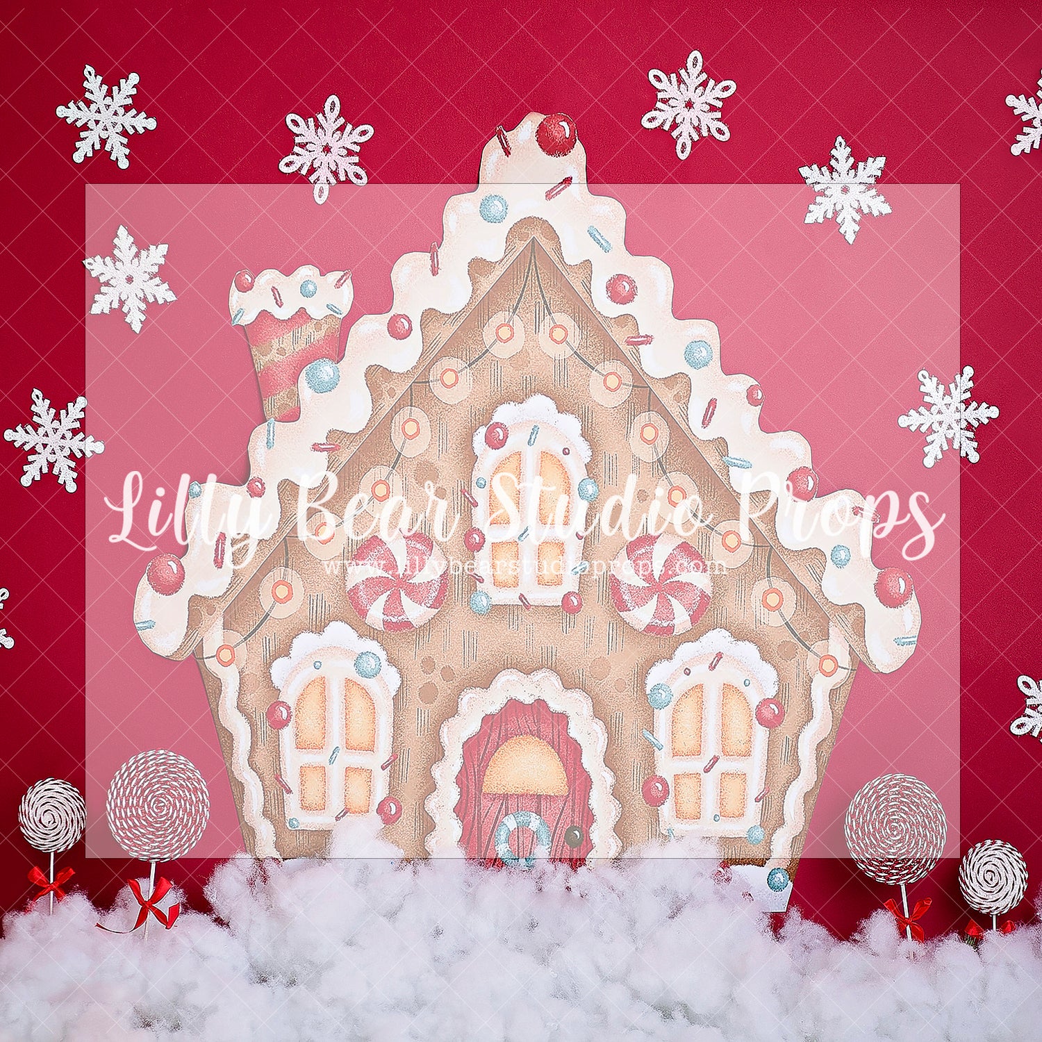 Holiday Cottage - Lilly Bear Studio Props, cabin, christmas, Cozy, Decorated, Fabric, Festive, gingerbread, gingerbread cookies, gingerbread house, gingerbread man, girls, Giving, Holiday, Holy, Hopeful, Joyful, Merry, Peaceful, Peacful, pepermint, Red & Green, Seasonal, Winter, winter one-derland, winter onederland, Wrinkle Free Fabric, Xmas, Yuletide