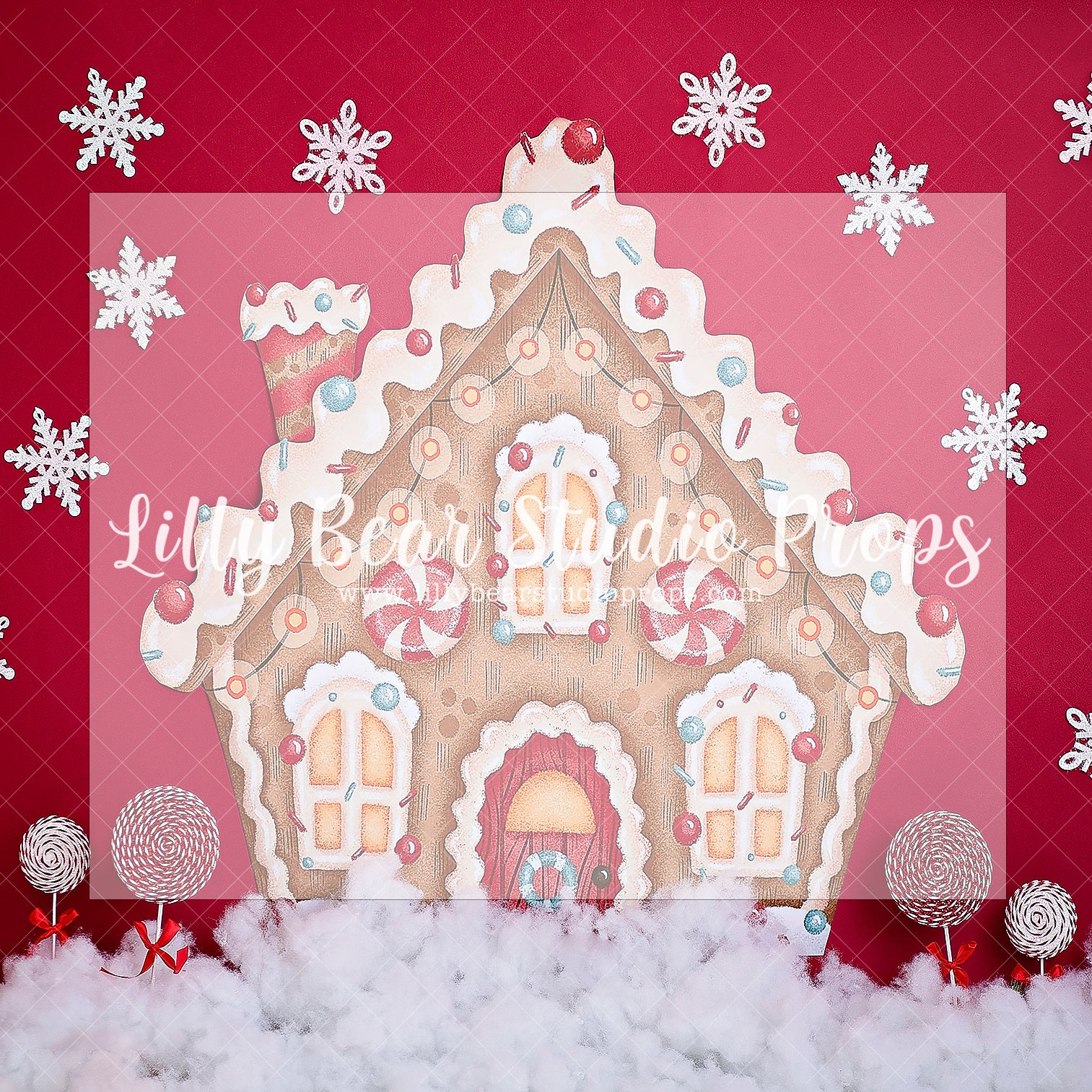 Holiday Cottage - Lilly Bear Studio Props, cabin, christmas, Cozy, Decorated, Fabric, Festive, gingerbread, gingerbread cookies, gingerbread house, gingerbread man, girls, Giving, Holiday, Holy, Hopeful, Joyful, Merry, Peaceful, Peacful, pepermint, Red & Green, Seasonal, Winter, winter one-derland, winter onederland, Wrinkle Free Fabric, Xmas, Yuletide