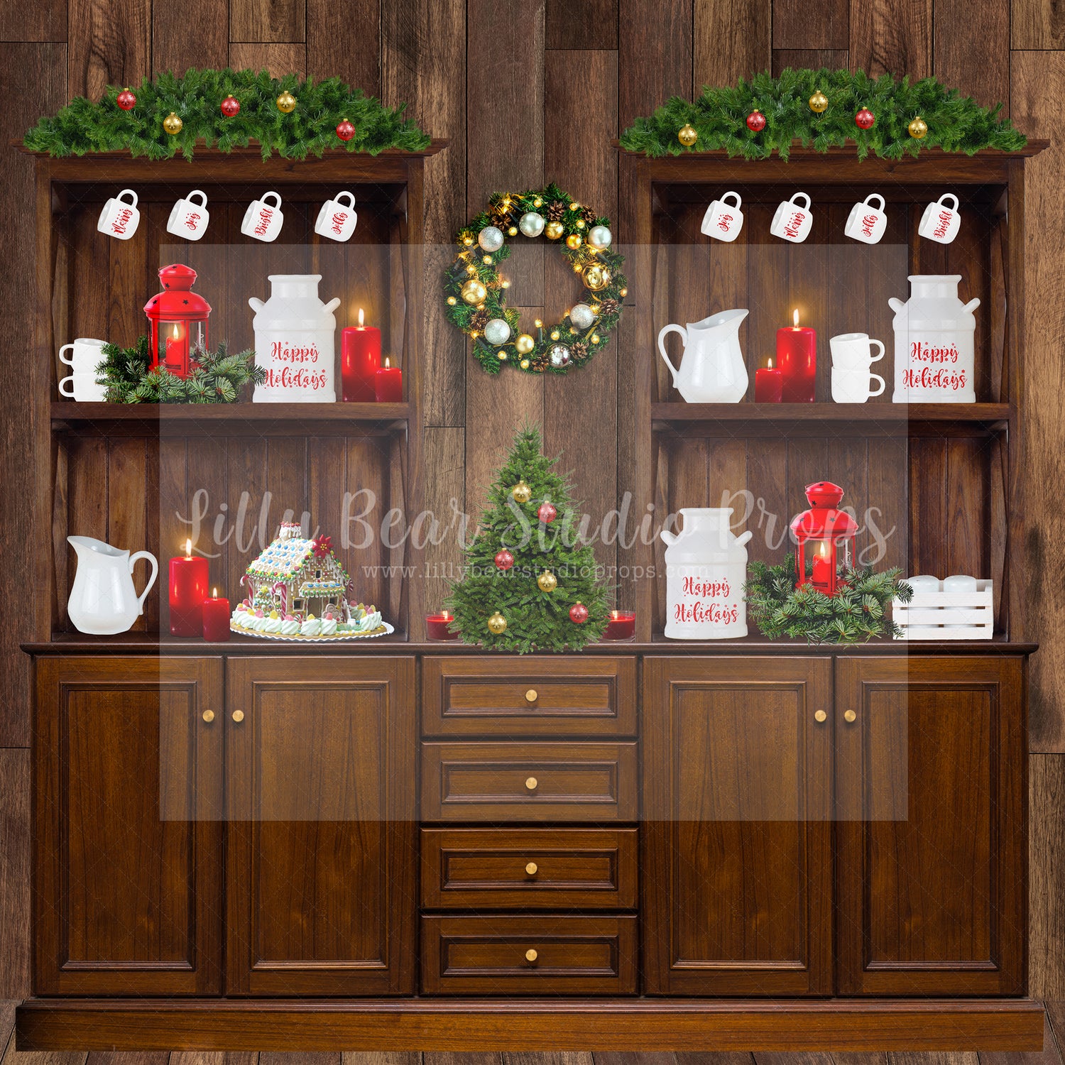 Holiday Kitchen - Lilly Bear Studio Props, christmas, Cozy, Decorated, Festive, Giving, Holiday, Holy, Hopeful, Joyful, Merry, Peaceful, Peacful, Red & Green, Seasonal, Winter, Xmas, Yuletide