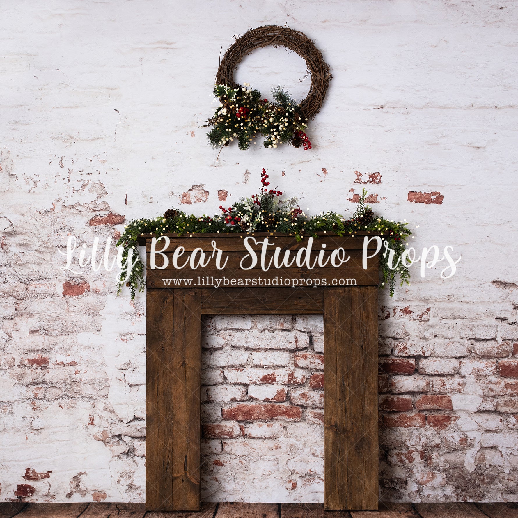 Holiday Mantle by Amber Costa Photography sold by Lilly Bear Studio Props, christmas - holiday