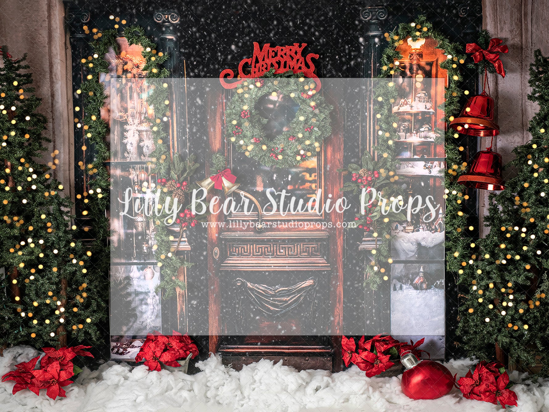 Holiday Store Front - Lilly Bear Studio Props, christmas, Cozy, Decorated, Festive, Giving, Holiday, Holy, Hopeful, Joyful, Merry, Peaceful, Peacful, Red & Green, Seasonal, Winter, Xmas, Yuletide