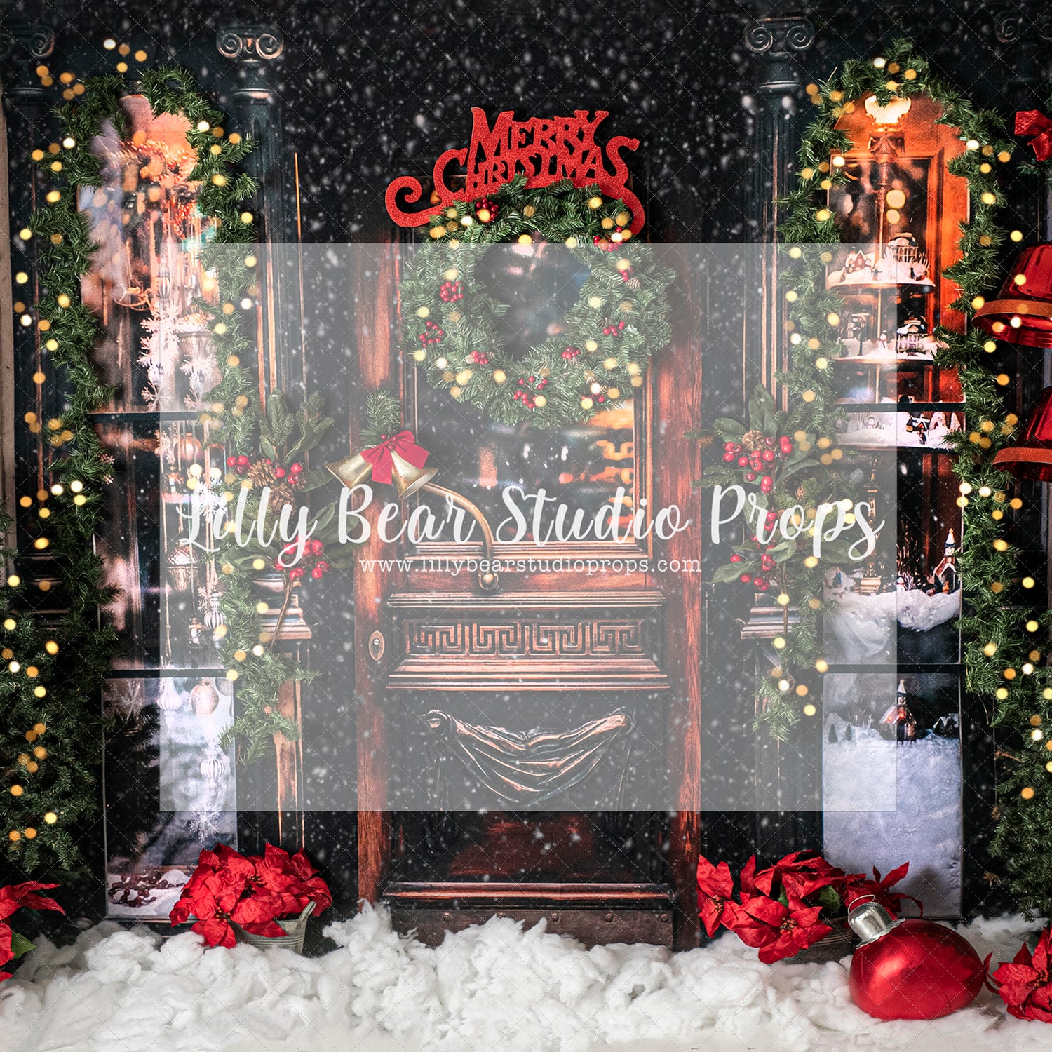Holiday Store Front - Lilly Bear Studio Props, christmas, Cozy, Decorated, Festive, Giving, Holiday, Holy, Hopeful, Joyful, Merry, Peaceful, Peacful, Red & Green, Seasonal, Winter, Xmas, Yuletide