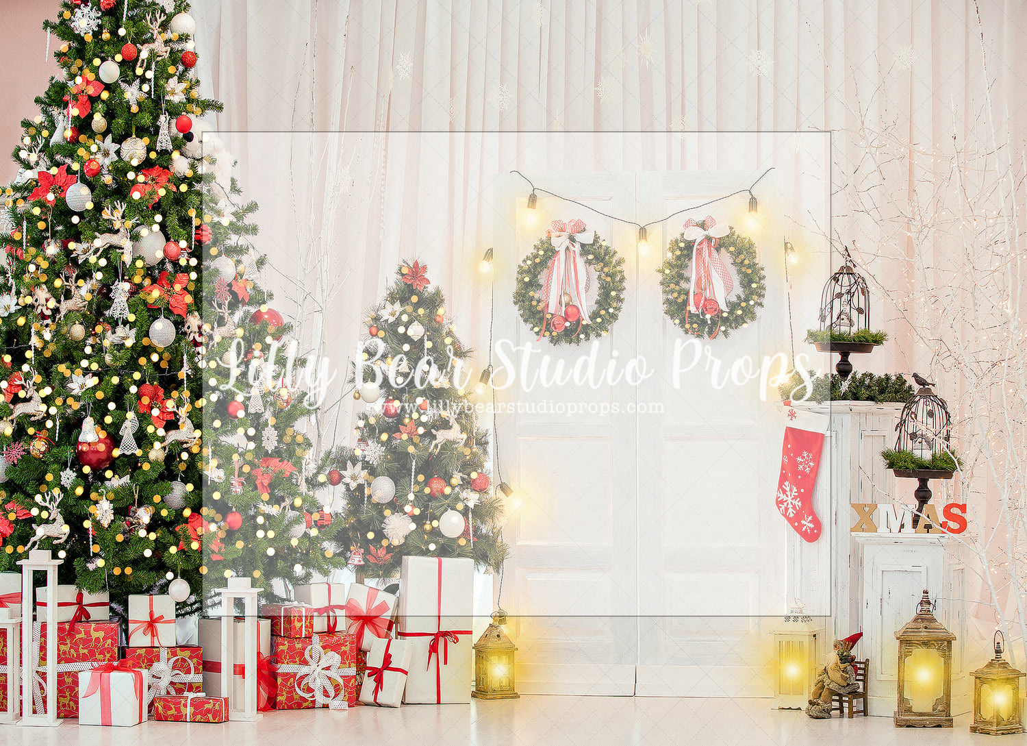 Holiday of lights and gifts - Lilly Bear Studio Props, christmas, Cozy, Decorated, Festive, Giving, Holiday, Holy, Hopeful, Joyful, Merry, Peaceful, Peacful, Red & Green, Seasonal, Winter, Xmas, Yuletide