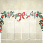 Holly Bow Headboard - Lilly Bear Studio Props, christmas, Cozy, Decorated, Festive, Giving, Holiday, Holy, Hopeful, Joyful, Merry, Peaceful, Peacful, Red & Green, Seasonal, Winter, Xmas, Yuletide