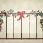 Holly Bow Warm Headboard - Lilly Bear Studio Props, christmas, Cozy, Decorated, Festive, Giving, Holiday, Holy, Hopeful, Joyful, Merry, Peaceful, Peacful, Red & Green, Seasonal, Winter, Xmas, Yuletide