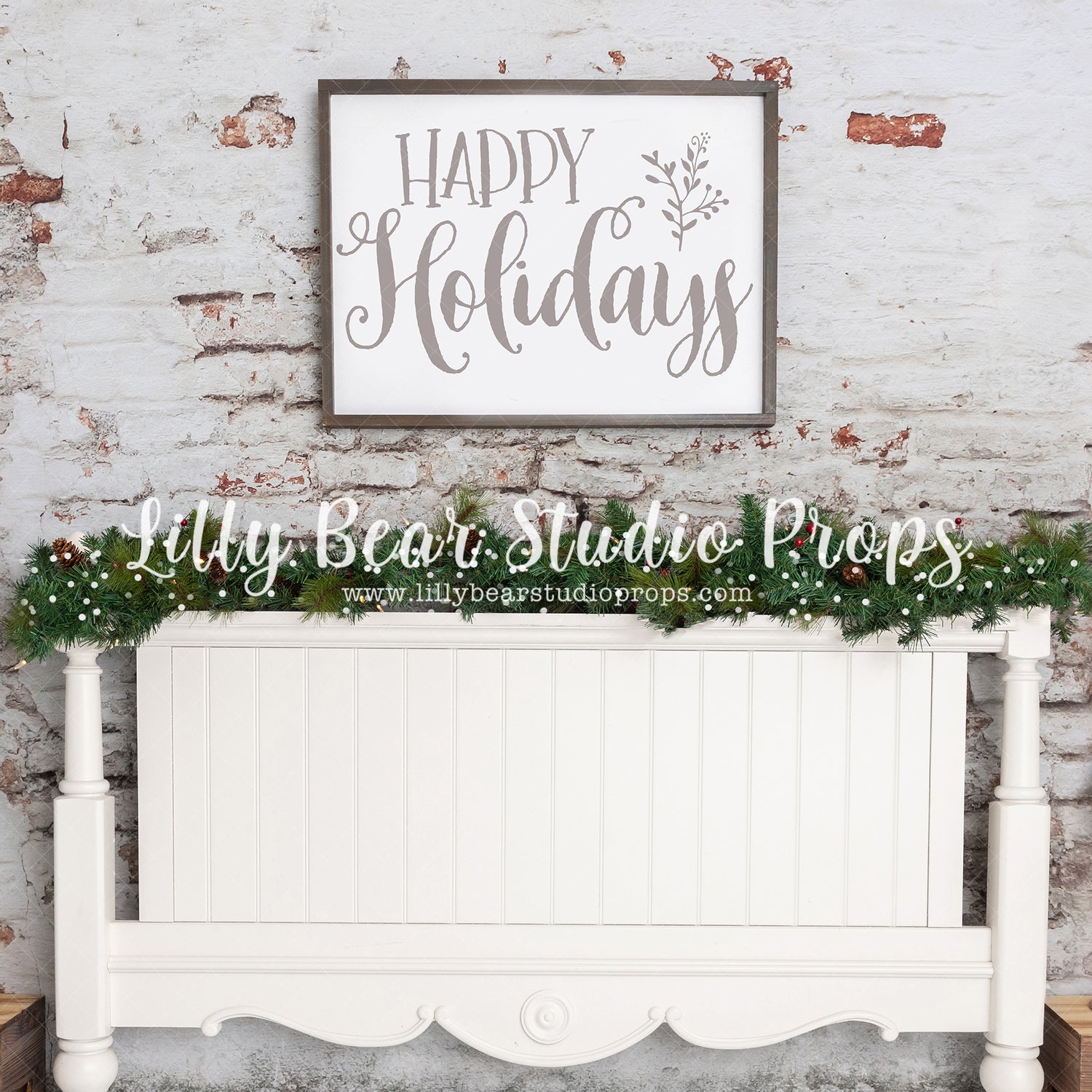 Holly Jolly Headboard by Meagan Paige Photography sold by Lilly Bear Studio Props, christmas - christmas headboard - he