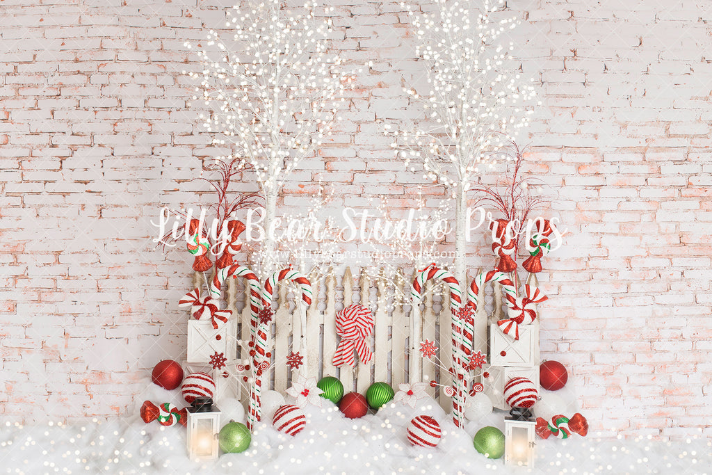 Holly Jolly Way - Lilly Bear Studio Props, birch, birch trees, birch wood, brick christmas, candy cane, christmas, christmas candy, christmas fence, christmas wreath, holiday, joy to the world, lanters, Large wreath, pine trees, santa candy cane, winter, wreath, wreaths