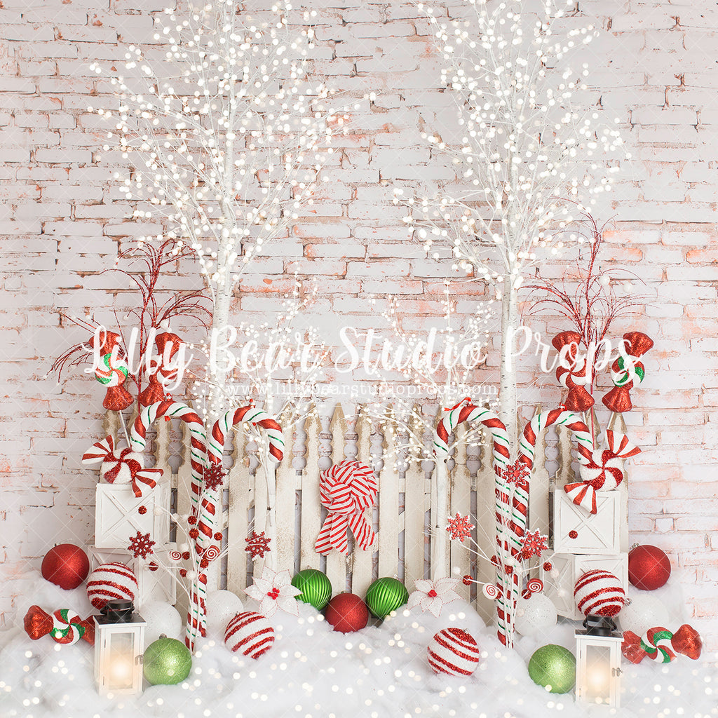 Holly Jolly Way - Lilly Bear Studio Props, birch, birch trees, birch wood, brick christmas, candy cane, christmas, christmas candy, christmas fence, christmas wreath, holiday, joy to the world, lanters, Large wreath, pine trees, santa candy cane, winter, wreath, wreaths