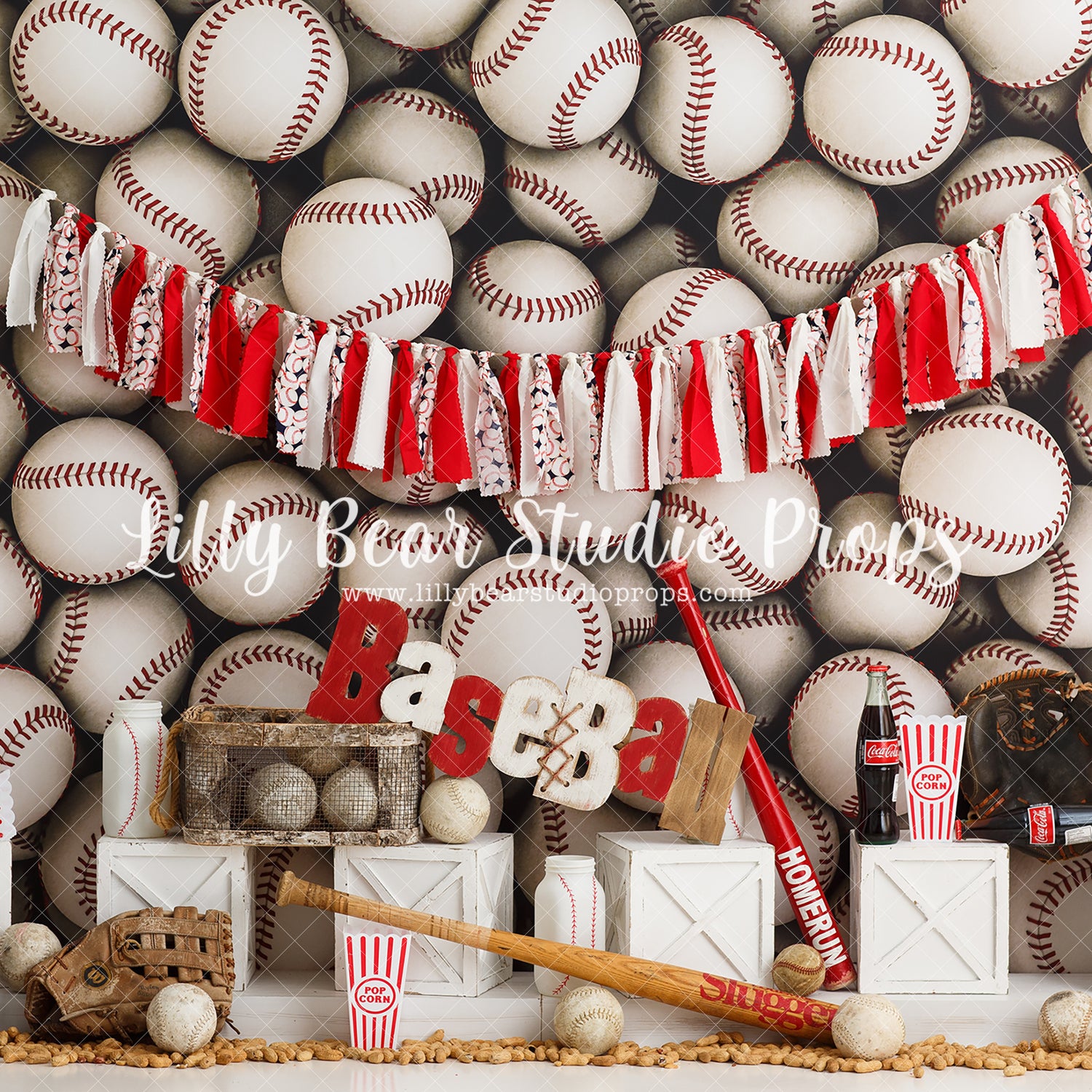 Home Run - Lilly Bear Studio Props, april showers, ball, ball game, baseball, baseball balls, baseball bat, baseball birthday, baseball diamond, baseball field, baseball glove, baseball player, coca cola, Fabric, girl baseball, peanuts, popcorn, sports, star player, Wrinkle Free Fabric