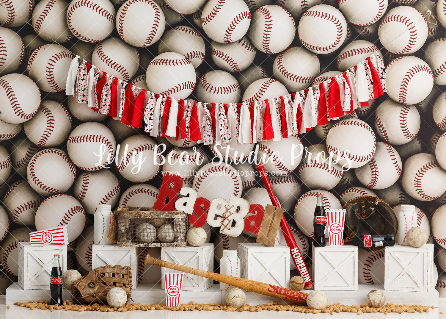 Home Run - Lilly Bear Studio Props, april showers, ball, ball game, baseball, baseball balls, baseball bat, baseball birthday, baseball diamond, baseball field, baseball glove, baseball player, coca cola, Fabric, girl baseball, peanuts, popcorn, sports, star player, Wrinkle Free Fabric
