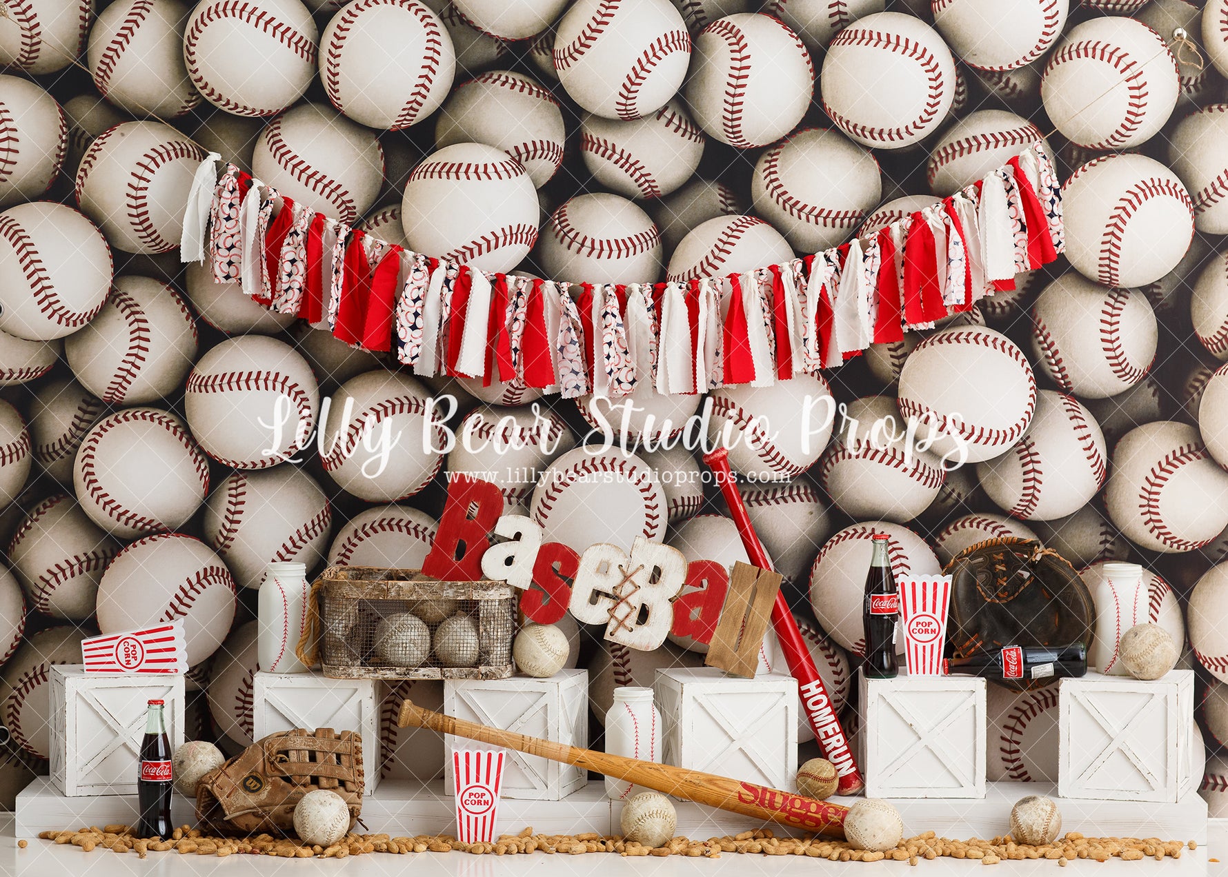 Home Run - Lilly Bear Studio Props, april showers, ball, ball game, baseball, baseball balls, baseball bat, baseball birthday, baseball diamond, baseball field, baseball glove, baseball player, coca cola, Fabric, girl baseball, peanuts, popcorn, sports, star player, Wrinkle Free Fabric