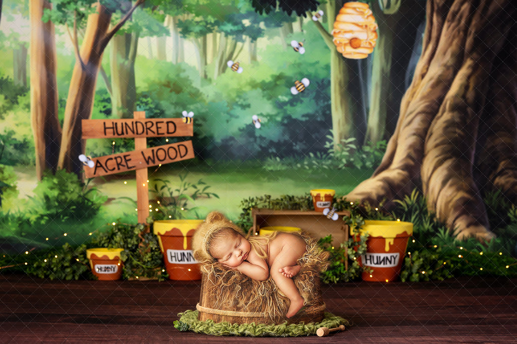 Honey Bear Woods - Digital Backdrop - Lilly Bear Studio Props, digital, digital backdrop, honey bear woods, hundred acre woods