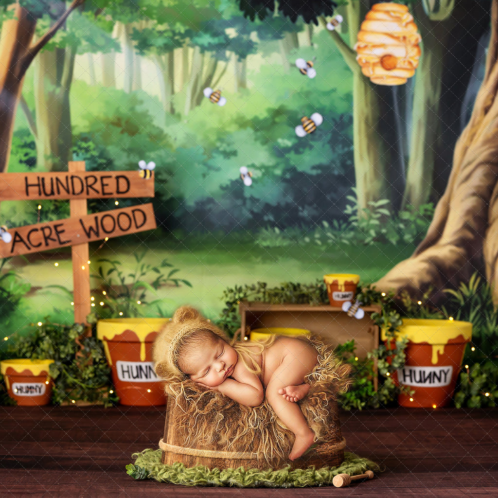 Honey Bear Woods - Digital Backdrop - Lilly Bear Studio Props, digital, digital backdrop, honey bear woods, hundred acre woods