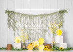 Honey Bee Garland - Lilly Bear Studio Props, bees, Fabric, FABRICS, green garland, honey, honey bees, honey comb, honey comb nest, yellow flowers, yellow honey comb