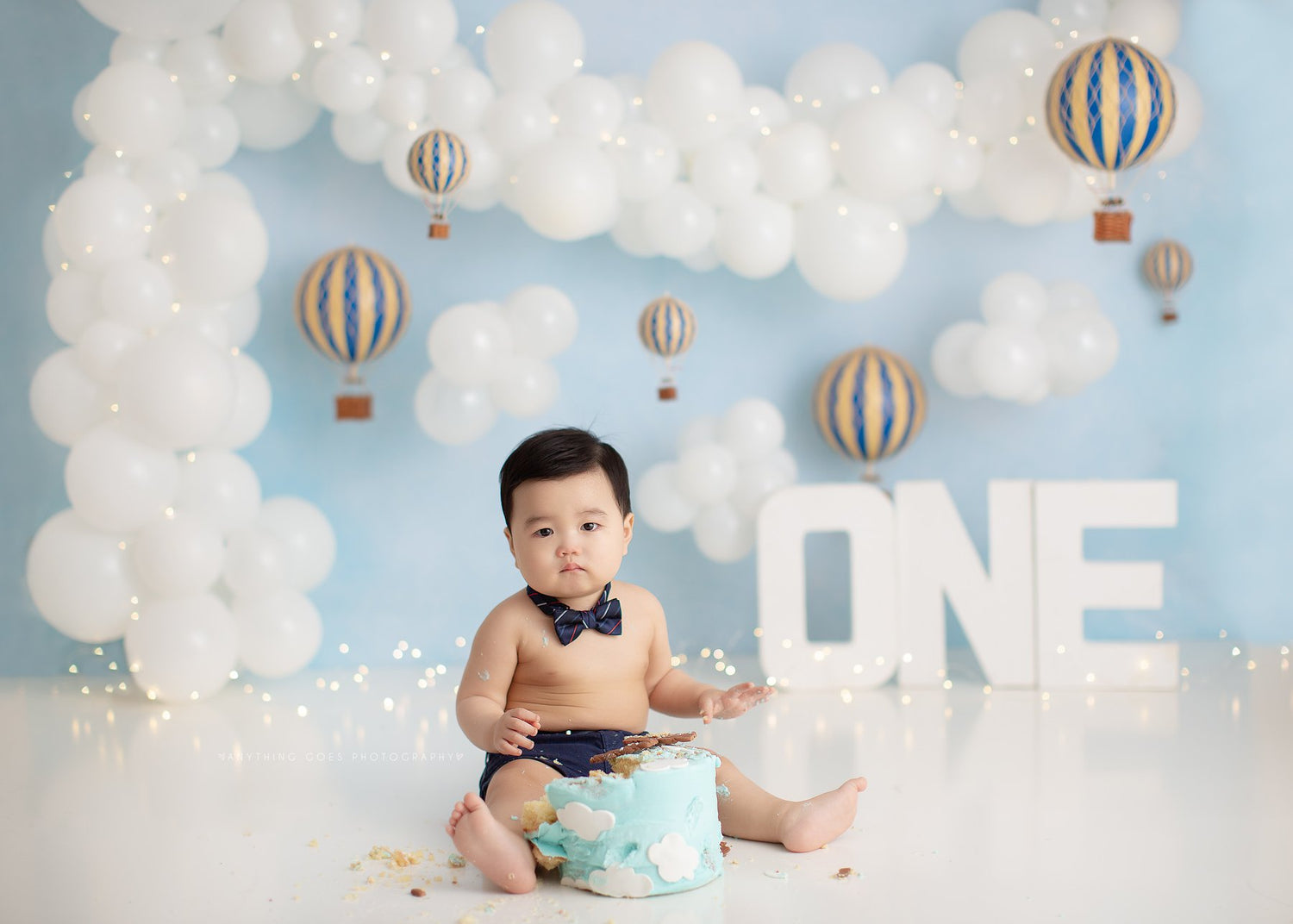 Hot Air Balloon by Lilly Bear Studio Props sold by Lilly Bear Studio Props, balloon garland - balloons - blue - FABRICS