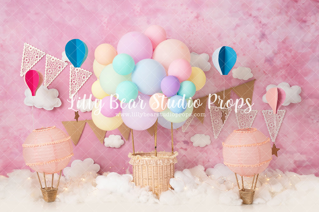 Hot Air Balloon Party - Lilly Bear Studio Props, air balloons, balloons, clouds, colourful clouds, cotton clouds, floating clouds, hot air balloon, hot air balloon rainbow, hot air balloons, hot airballoon, pink hot air balloon