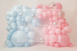 Blue Pink Twin Party - Lilly Bear Studio Props, baby blue, baby pink, blue and pink, blue balloons, blue rainbow, clouds, pink balloons, silver glitter, twin balloons