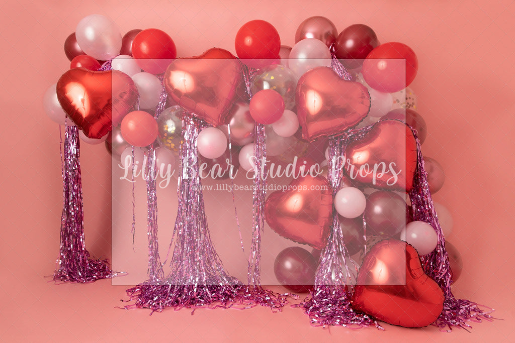 The Heart of the Party - Lilly Bear Studio Props, balloon, balloon arch, girl, heart balloons, hearts, pink, red hearts, valentines, valentines arch, valentines balloon, valentines balloons, valentines heart balloon, vday, vday minis