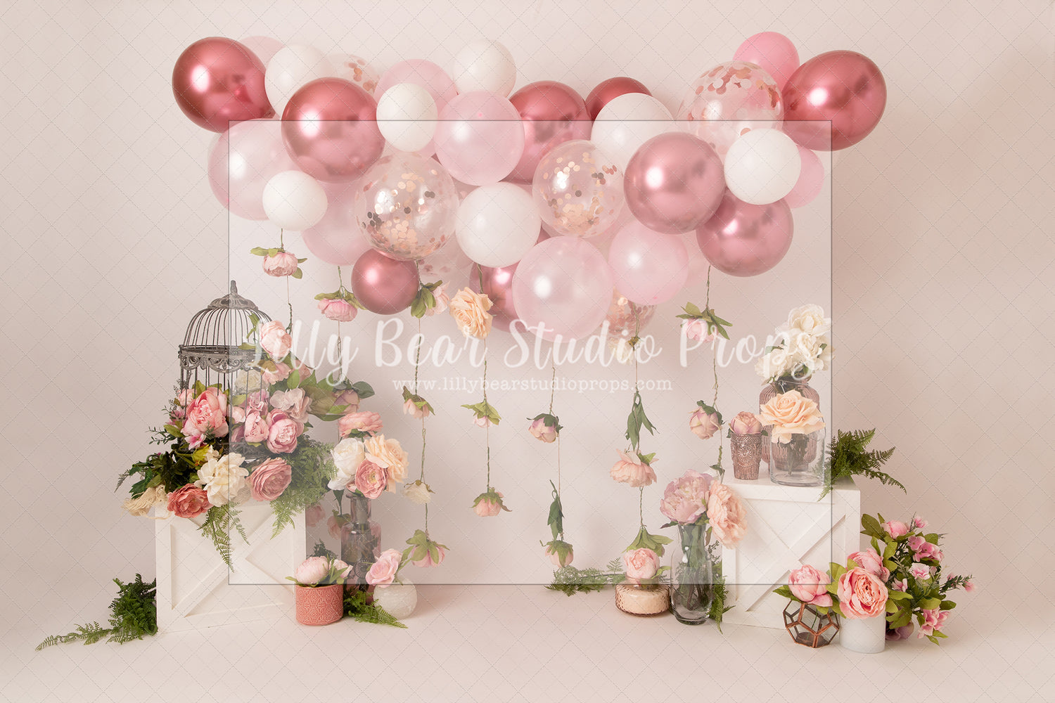 Blushful Floral Rose - Lilly Bear Studio Props, artistic floral, balloon, balloon arch, balloon floral garland, balloon flower garland, balloon flowers, balloon garland, balloon greenery floral garland, blush floral, blush flowers, blushing floral, burgundy floral, chrome balloon, metallic balloon, metallic pink, metallic pink balloons, pink balloon, pink balloon garland, pink balloon wall