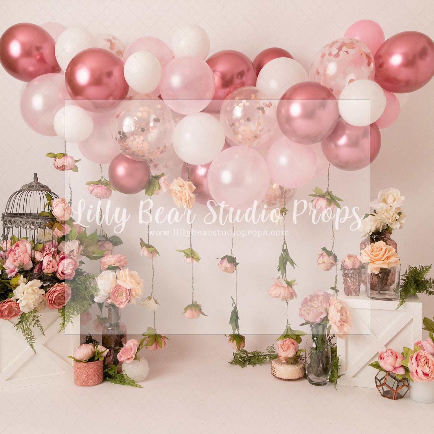 Blushful Floral Rose - Lilly Bear Studio Props, artistic floral, balloon, balloon arch, balloon floral garland, balloon flower garland, balloon flowers, balloon garland, balloon greenery floral garland, blush floral, blush flowers, blushing floral, burgundy floral, chrome balloon, metallic balloon, metallic pink, metallic pink balloons, pink balloon, pink balloon garland, pink balloon wall
