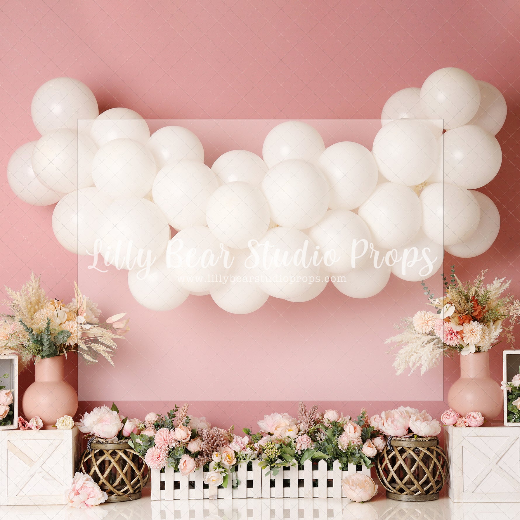 Pink Boho Bliss - Lilly Bear Studio Props, baby jungle, boho, boho balloon garland, boho balloons, boho floral, boho garden, boho garland, boho greenery, boho pink, boho prop, boho spring, daisy, daisy floral, daisy flowers, daisy garden, daisy garland, floral garden, flower vines, garden, little rabbit, peter rabbit, peter rabbit garden, rabbit, spring boho, vegetable garden